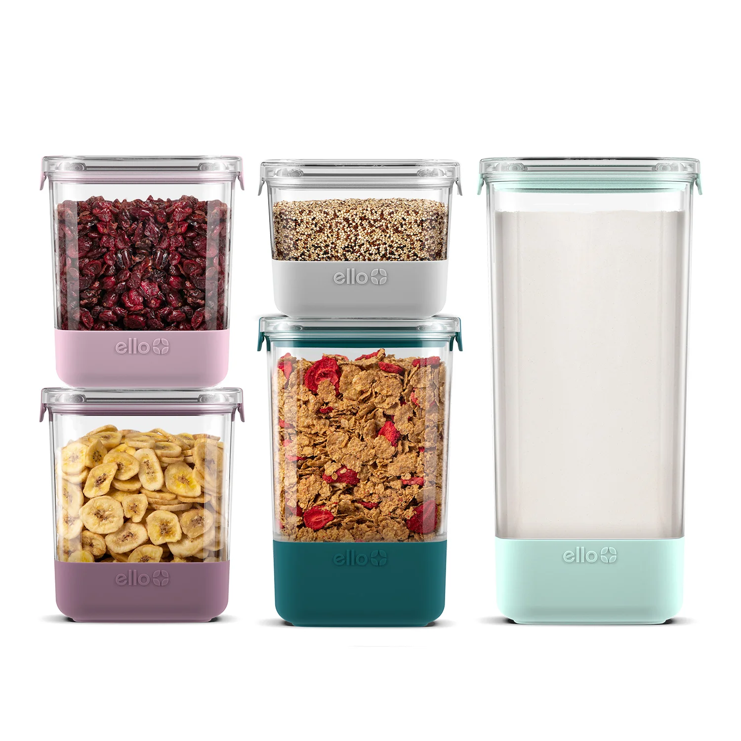Plastic Food Storage Canisters with Airtight Lids, Set of 5 - Image 3