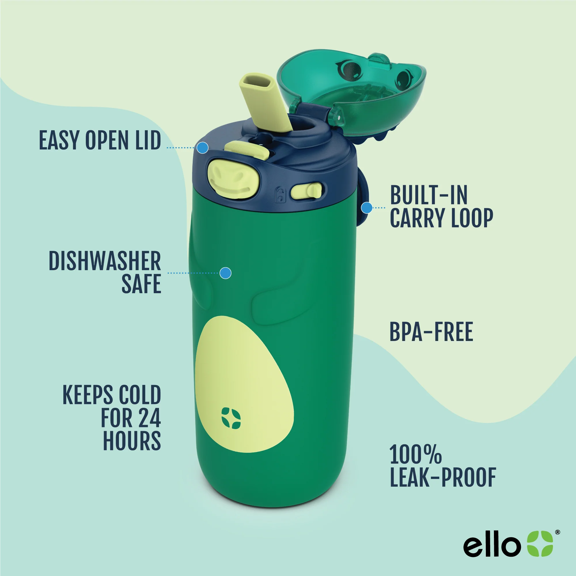 Ellies Kids Water Bottle - 12oz, Stainless Steel - Image 13