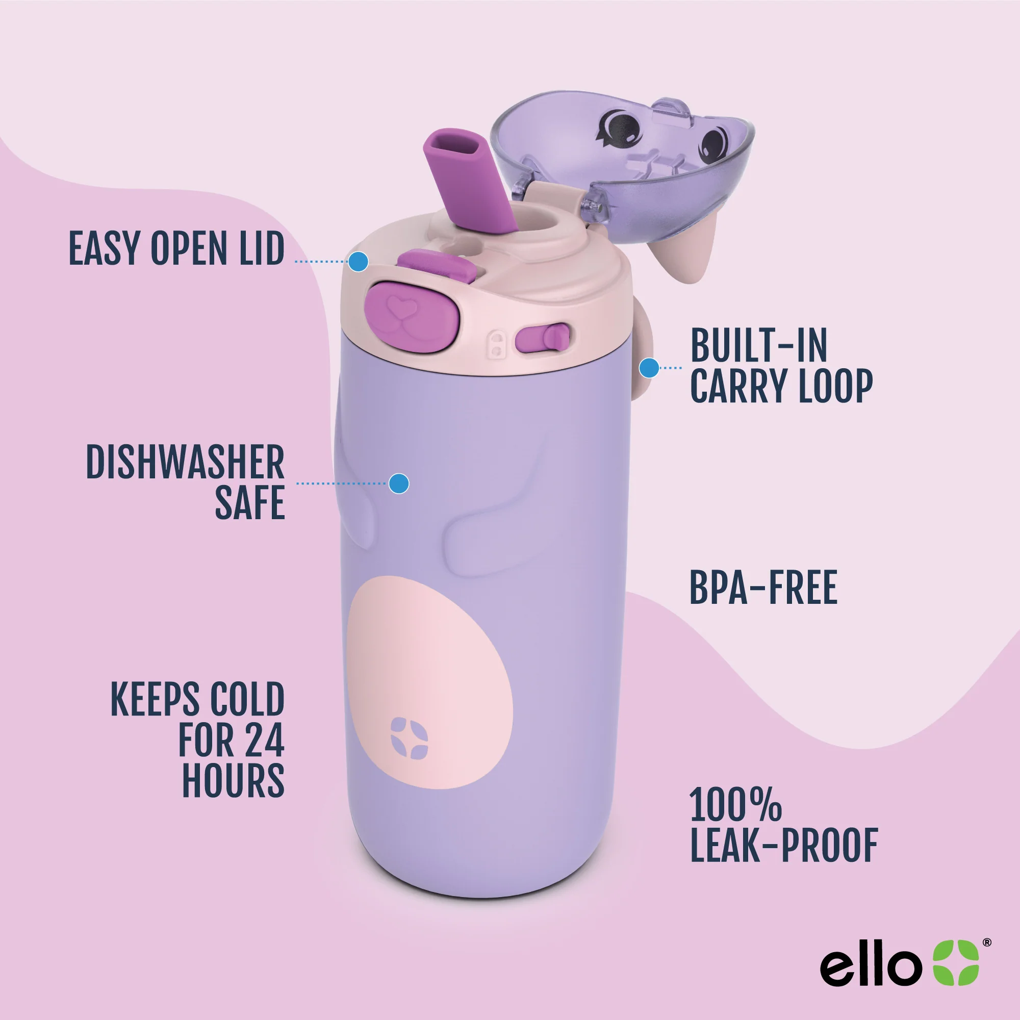 Ellies Kids Water Bottle - 12oz, Stainless Steel - Image 5