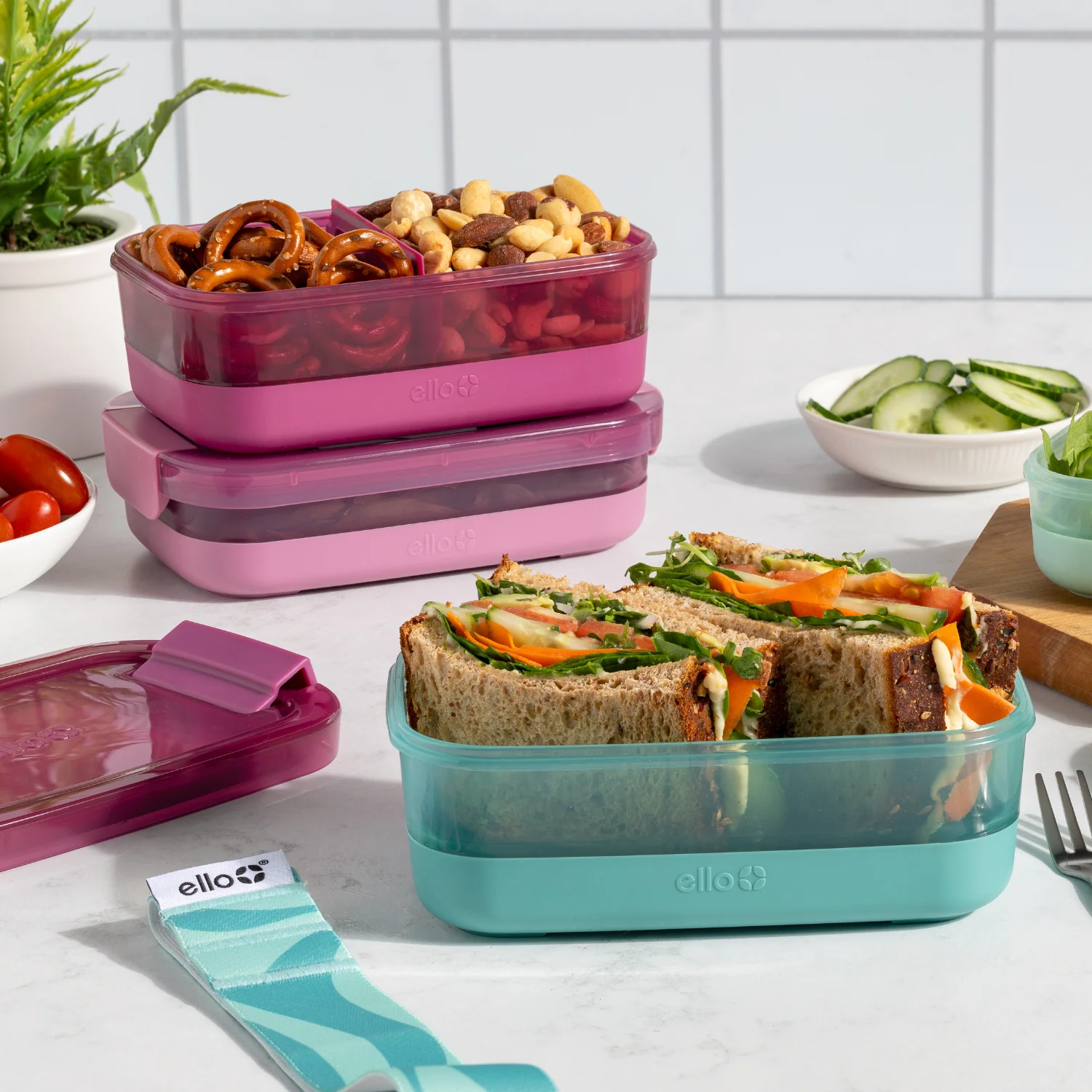 Lunch Bento Stack Plastic Food Storage Container, Set of 2 - Image 19